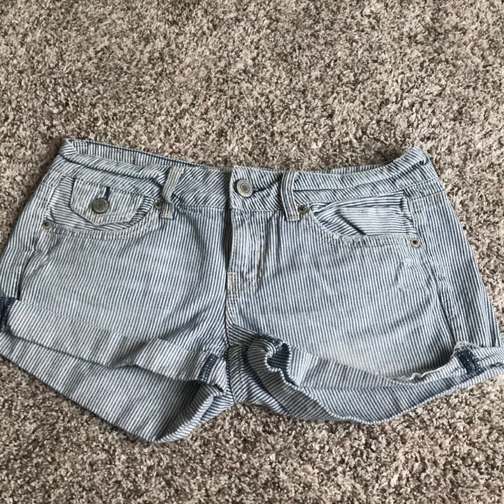 Striped American Eagle jean shorts